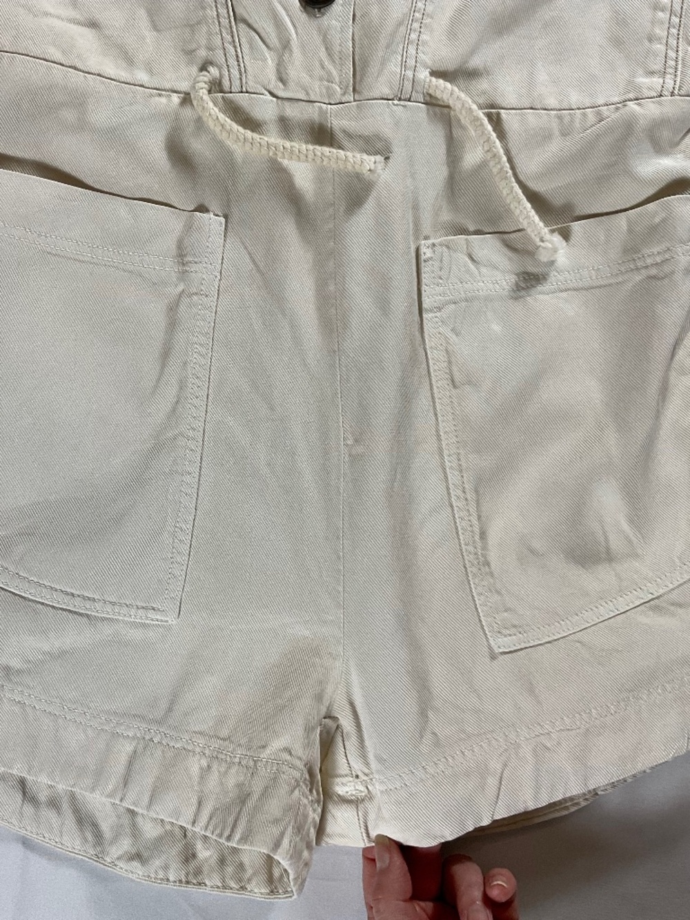 Zara Girls Cream Short Sleeve Linen Blend Utility Romper with Pockets Size 11-12 - Picture 4 of 10